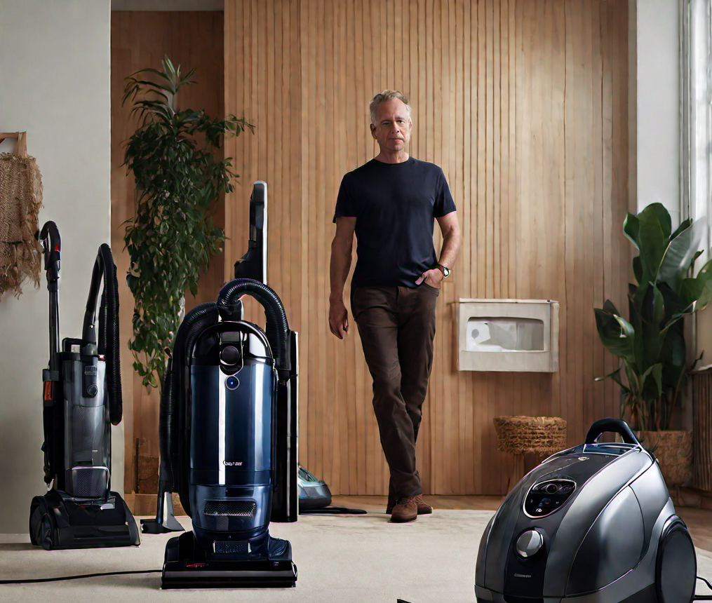 Robert standing in front of vacuum cleaner